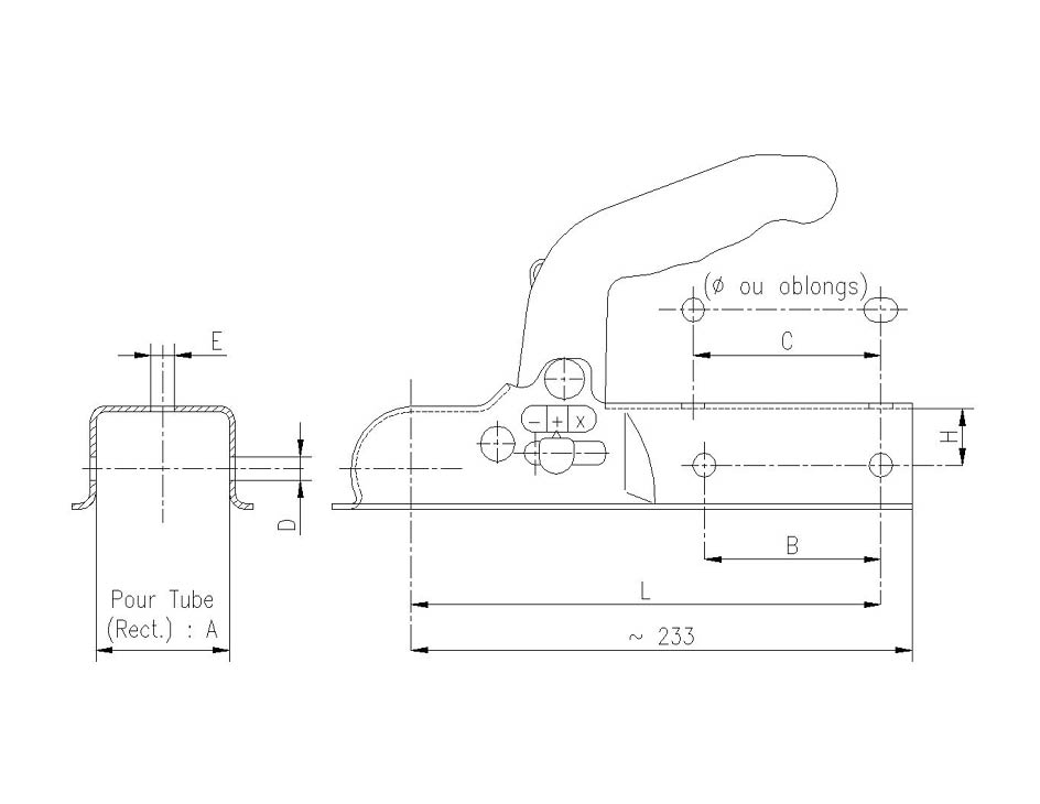 Tête d'attelage en tube carré, rectangulaire ou rond, pour votre