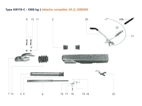 Attache à inertie mono poutre | Type KRV13-C - 1300 kg