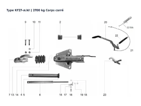 Attache à inertie semelle en V | Type KF27-A/A1 2700 kg | Corps carré