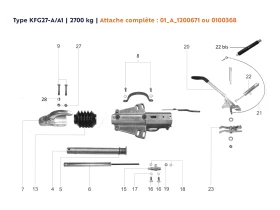 Attache à inertie semelle en V | Type KFG27-A/A1 - 2700 kg