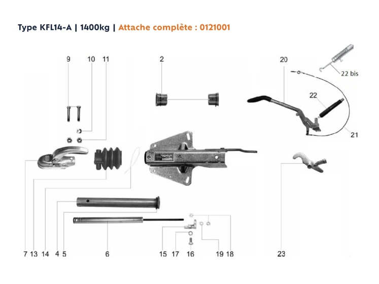 Attache à inertie semelle en V | Type KFL14-A - 1400 kg