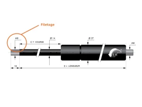 Cage à rotule acier Ø 13 avec rotule M8 | 92265