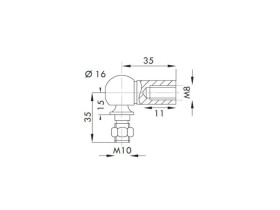 image de Cage à rotule acier Ø16 avec rotule M8-M10