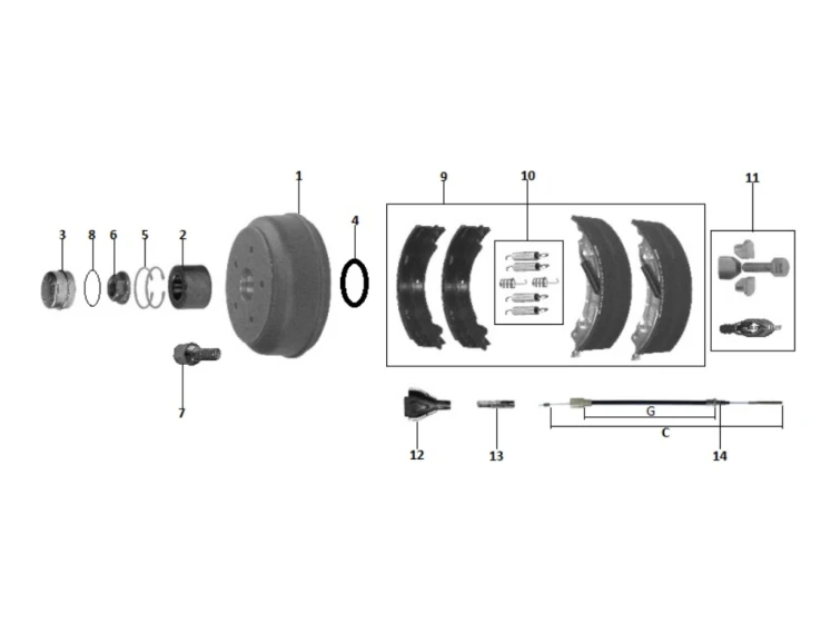 Kit moyeu essieu freiné | Type 20-2425/1 200x50 | R47 | Rlt cartouche 34x64ep37