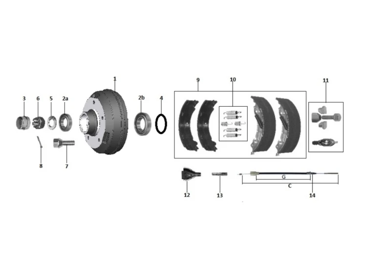 Kit moyeu essieu freiné | Type 20-2425/1 (200x50) | R47 | Rlt conique | Après 1993