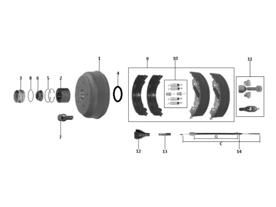 image de Kit moyeu essieu freiné | Type 25-2025 250x40 | R40 | Rlt cartouche 39x72ep37