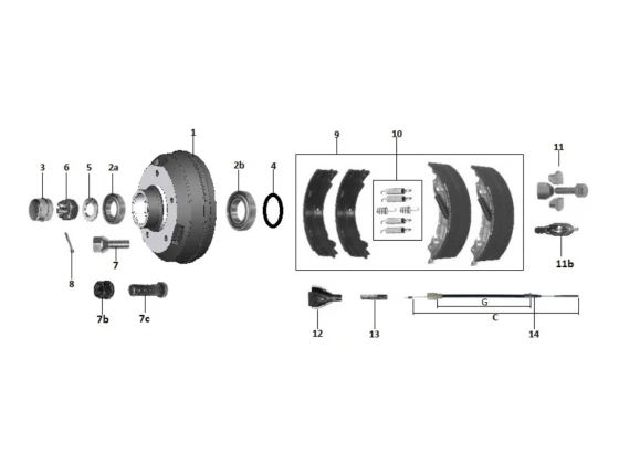 image de Kit moyeu essieu freiné | Type 30-2261 (300x60) | R49 | Rlt conique