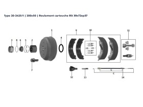 image de Kit moyeu tambour essieu freiné | Type 20-2425/1 | 200x50 | Rlt cartouche 39x72ep37