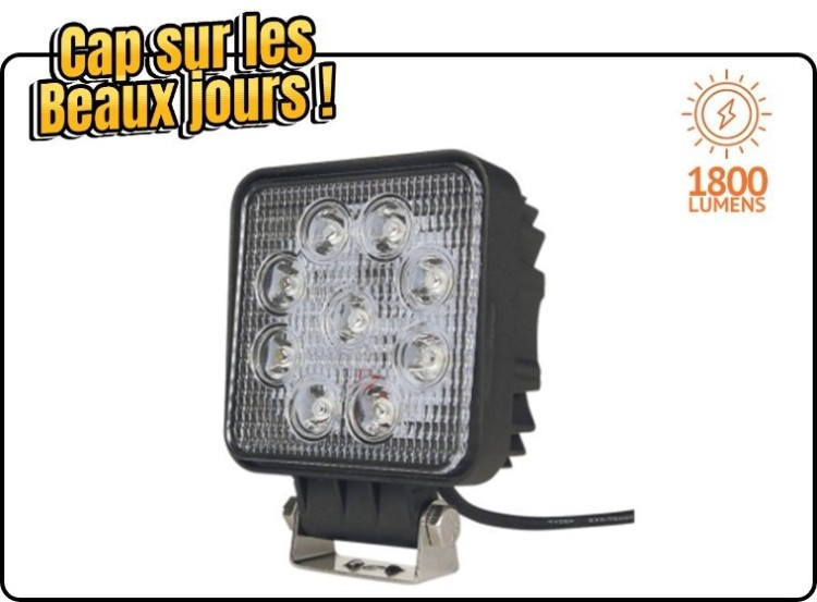 image de Phare de travail | 9 Leds 10/32 volts | 1800 Lumens