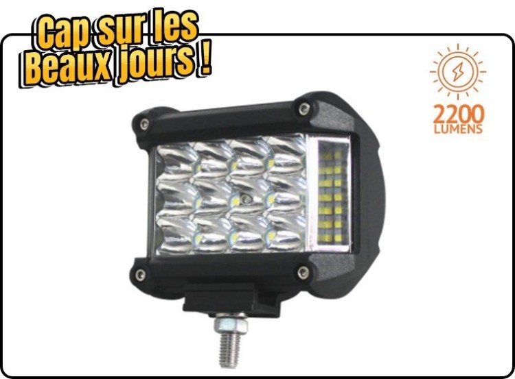 image de Phare de travail carré | 12 Leds 10-32V 18W | 2200 Lumens, faisceau large