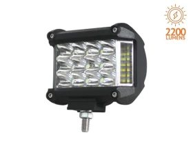 Phare de travail carré | 12 Leds 10-32V 18W | 2200 Lumens, faisceau large