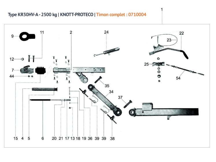 image de Pièces détachées timon réglable KNOTT-PROTECO | Type KR30HV-A | 2500 kg
