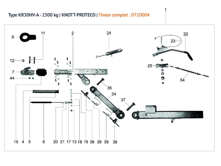 Pièces détachées timon réglable KNOTT-PROTECO | Type KR30HV-A | 2500 kg
