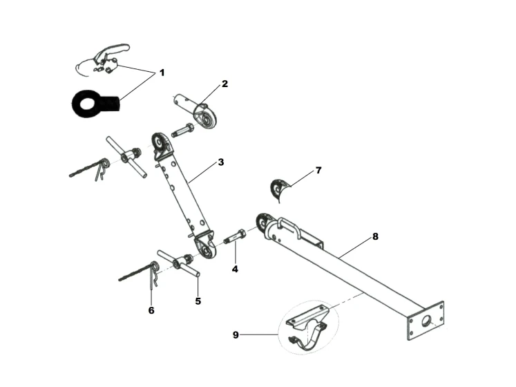 Timon réglable non freiné | Type KHV 7.5 -750 kg